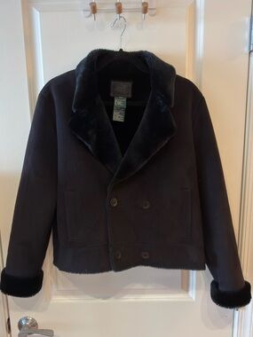 Lauren Ralph Lauren Black Faux Shearling Collar Jacket